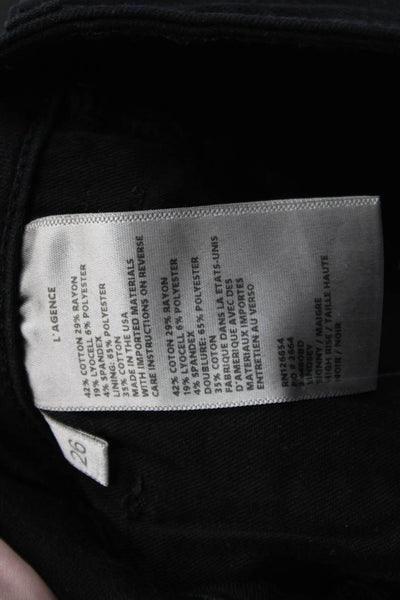 L'Agence Womens High Rise Skinny Leg Lindsey Jeans Black Cotton Size 26