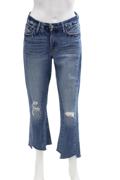 Frame Womens Le Crop Mini Boot Cotton Blend Denim Jeans Blue Jeans 26