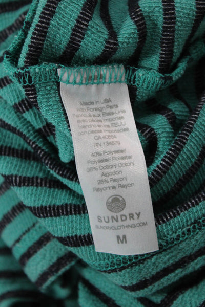 Sundry Womens Striped Pattern Round Neck Long Sleeve Top Blue Size M