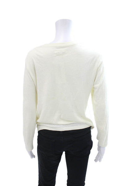 The Great Womens Cotton Basic Long Sleeve Round Neck Top Beige Size 1