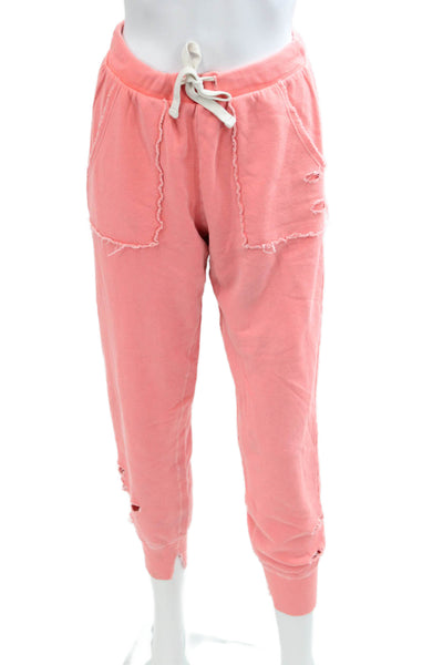 Electric & Rose Womens Cotton Distressed Elastic Waist Sweatpants Pink Size 26