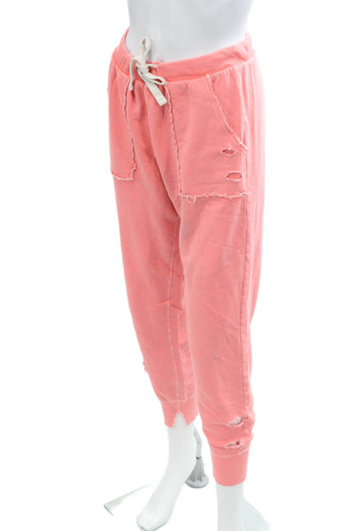 Electric & Rose Womens Cotton Distressed Elastic Waist Sweatpants Pink Size 26
