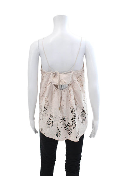 Heartloom Womens Cotton Spaghetti Strap Embroidered Blouse Pink Size S