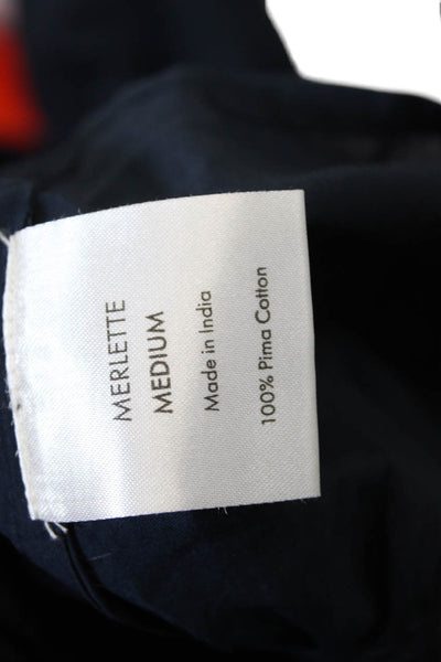 Merlette Womens Long Sleeve Keyhole Knee Length Shift Dress Navy Size Medium