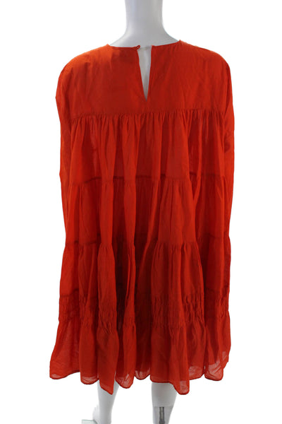 Merlette Womens Long Sleeve Crew Neck Knee Length Dress Orange Cotton Medium