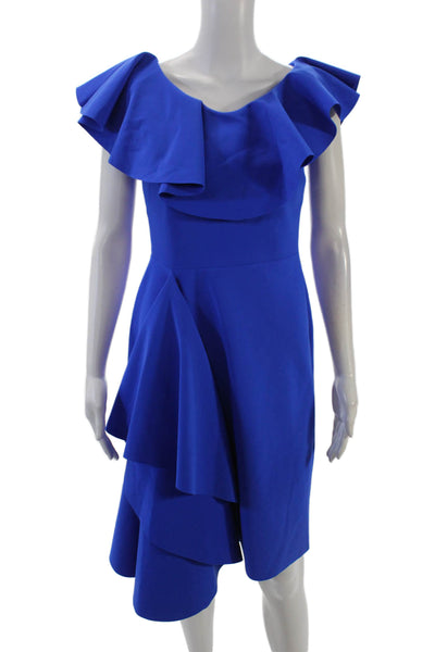 Greta Constantine Womens Sleeveless Mid Calf A Line Dress Cobalt Blue Size Small