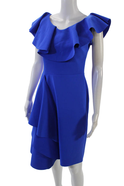 Greta Constantine Womens Sleeveless Mid Calf A Line Dress Cobalt Blue Size Small