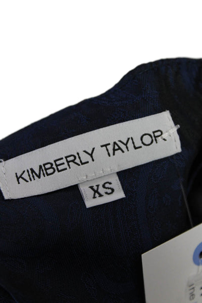 Kimberly Taylor Womens Paisley Pleated Waist Zip Front Shorts Blue Size XS