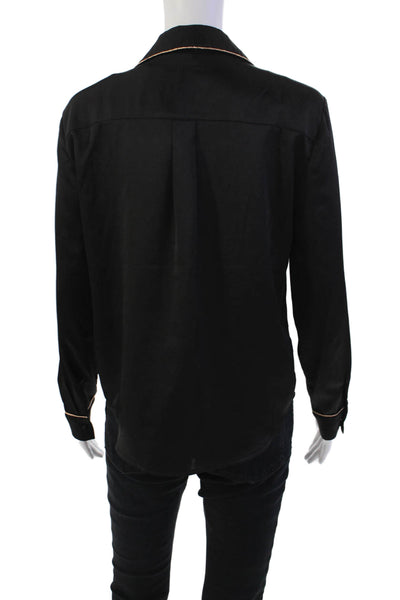 Heartloom Womens Button Down Long Sleeve Collar Sleepshirt Black Size S