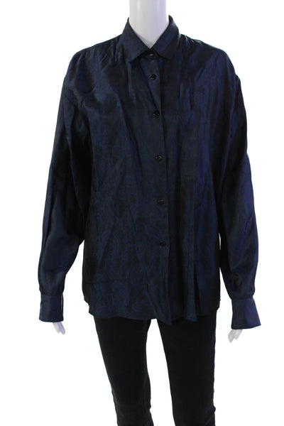Kimberly Taylor Womens Button Down Long Sleeve Collared BlouseTop Blue Size S