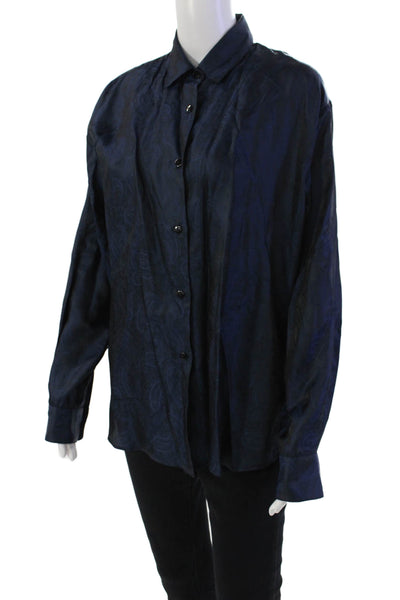 Kimberly Taylor Womens Button Down Long Sleeve Collared BlouseTop Blue Size S
