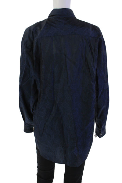 Kimberly Taylor Womens Button Down Long Sleeve Collared BlouseTop Blue Size S