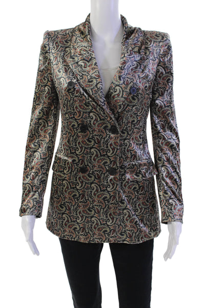 Zara Womens Abstract Print Button Front Long Sleeve Blazer Multicolor Size XS