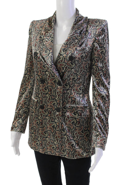 Zara Womens Abstract Print Button Front Long Sleeve Blazer Multicolor Size XS