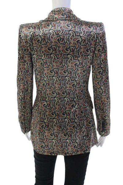 Zara Womens Abstract Print Button Front Long Sleeve Blazer Multicolor Size XS