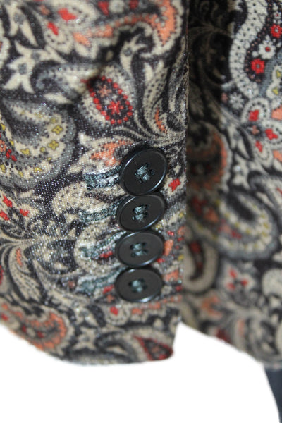 Zara Womens Abstract Print Button Front Long Sleeve Blazer Multicolor Size XS