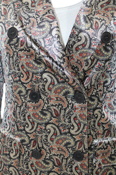 Zara Womens Abstract Print Button Front Long Sleeve Blazer Multicolor Size XS