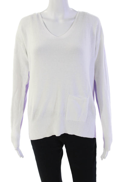 Renuar Womens Cotton Color Block Pullover Scoop Neck Sweater White Size XS