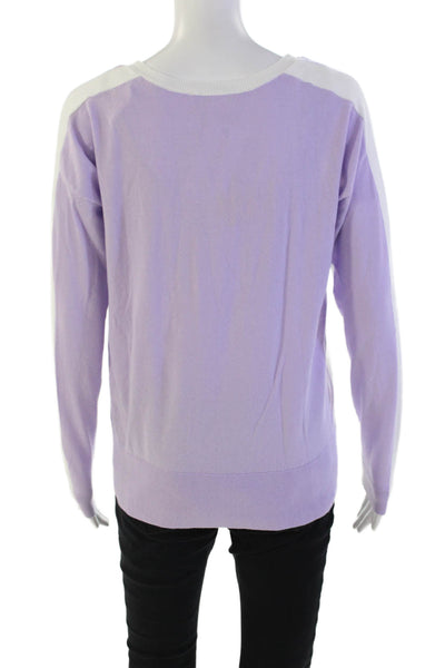 Renuar Womens Cotton Color Block Pullover Scoop Neck Sweater White Size XS