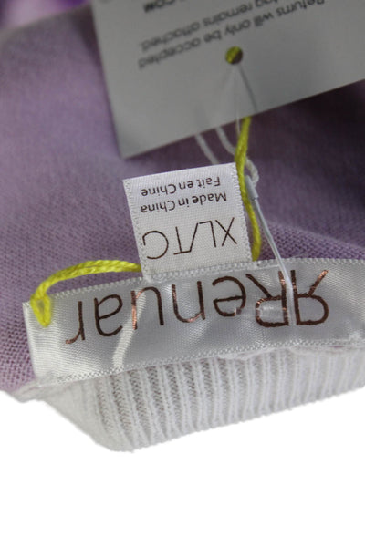 Renuar Womens Cotton Color Block Pullover Scoop Neck Sweater White Size XL