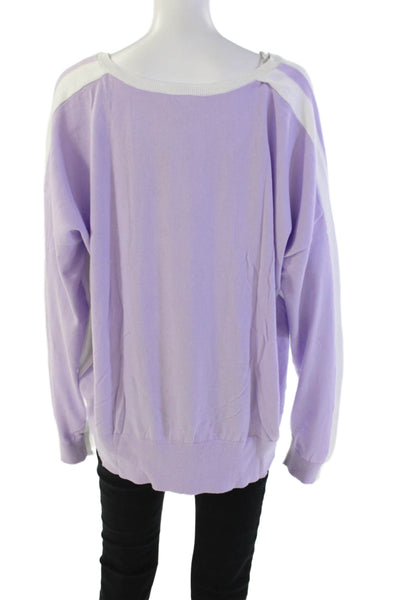 Renuar Womens Cotton Color Block Pullover Scoop Neck Sweater White Size 2XL