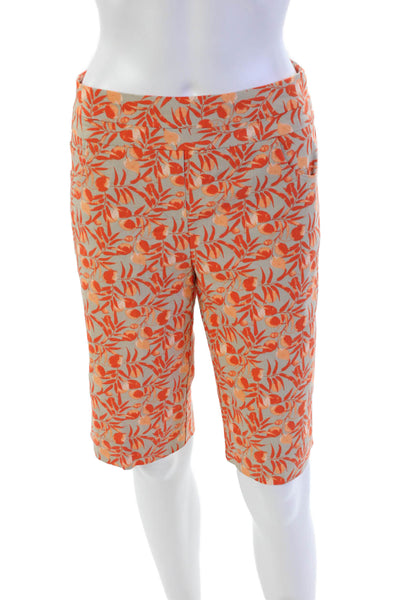 Renuar Womens Floral Print Pull-On Casual Bermuda Shorts Black Size 2