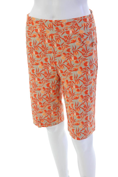 Renuar Womens Floral Print Pull-On Casual Bermuda Shorts Black Size 2