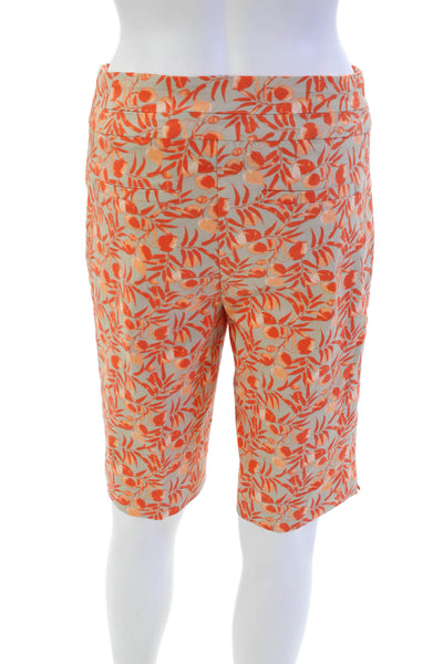 Renuar Womens Floral Print Pull-On Casual Bermuda Shorts Black Size 2