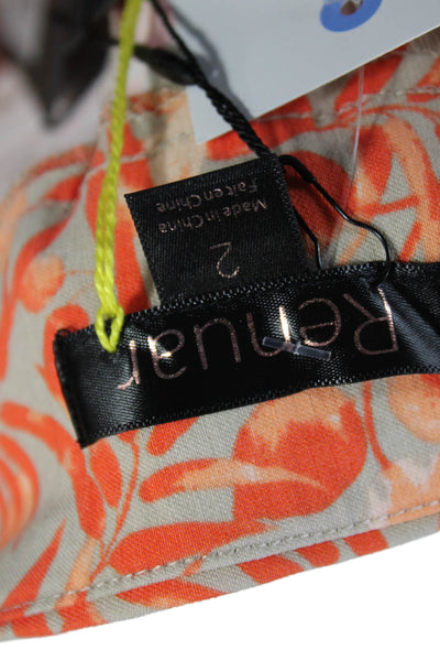 Renuar Womens Floral Print Pull-On Casual Bermuda Shorts Black Size 2