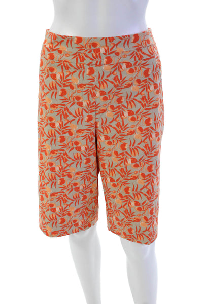 Renuar Womens Floral Print Stretch Mid-Rise Bermuda Shorts Black Size 16