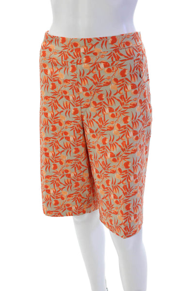 Renuar Womens Floral Print Stretch Mid-Rise Bermuda Shorts Black Size 16