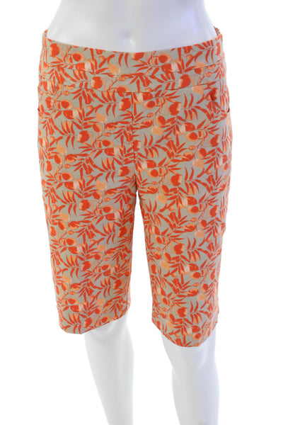 Renuar Womens Floral Print Stretch Mid-Rise Bermuda Shorts Black Size 4