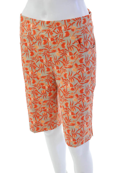 Renuar Womens Floral Print Stretch Mid-Rise Bermuda Shorts Black Size 4
