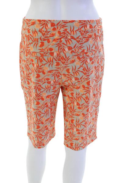 Renuar Womens Floral Print Stretch Mid-Rise Bermuda Shorts Black Size 4