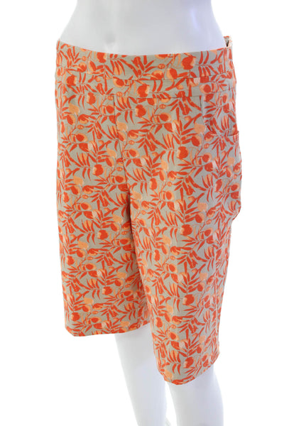 Renuar Womens Floral Print Stretch Mid-Rise Bermuda Shorts Black Size 14
