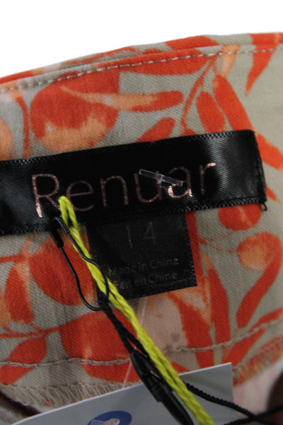 Renuar Womens Floral Print Stretch Mid-Rise Bermuda Shorts Black Size 14