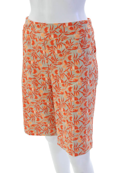 Renuar Womens Floral Print Stretch Mid-Rise Bermuda Shorts Black Size 12