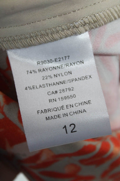 Renuar Womens Floral Print Stretch Mid-Rise Bermuda Shorts Black Size 12