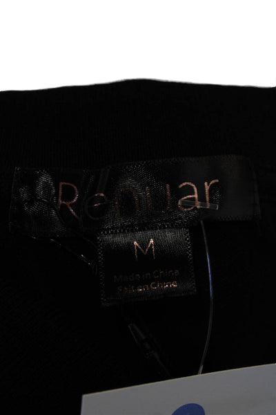 Renuar Womens Cotton Short Sleeve 1/2 Zippered Collared Blouse Black Size M