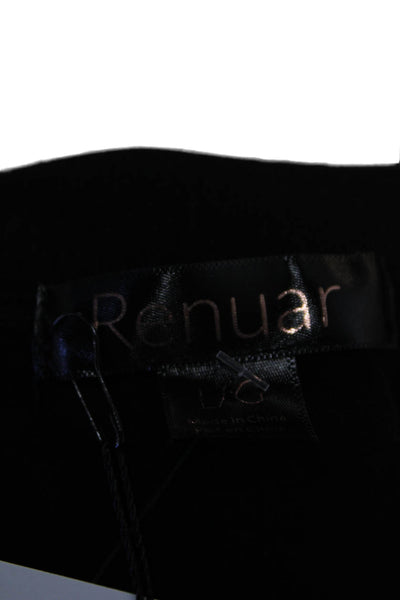 Renuar Womens Cotton Short Sleeve 1/2 Zippered Collared Blouse Black Size L