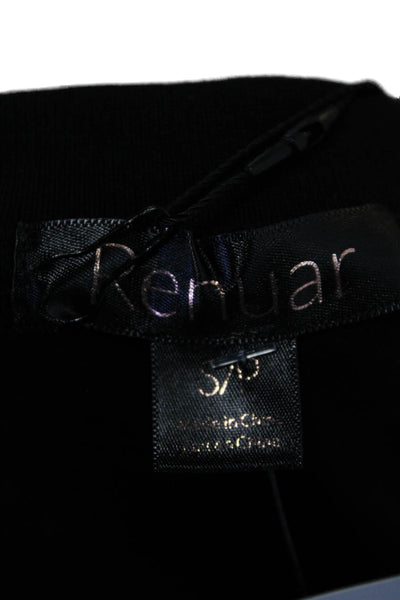 Renuar Womens Cotton Short Sleeve 1/2 Zippered Collared Blouse Black Size S