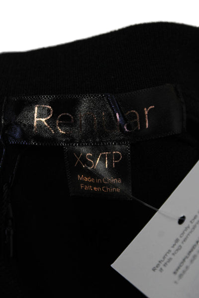 Renuar Womens Cotton Short Sleeve 1/2 Zippered Collared Blouse Black Size XS