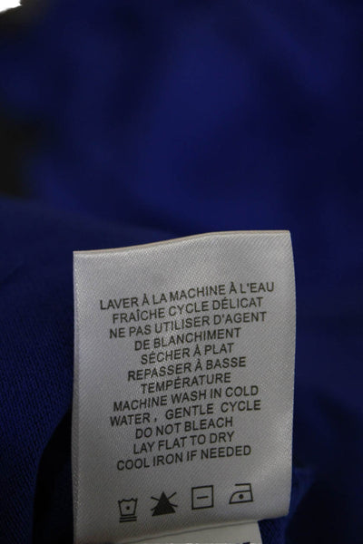 Renuar Womens Cotton Short Sleeve 1/2 Zippered Collared Blouse Blue Size M
