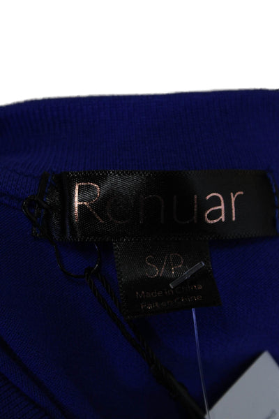Renuar Womens Cotton Short Sleeve 1/2 Zippered Collared Blouse Blue Size S