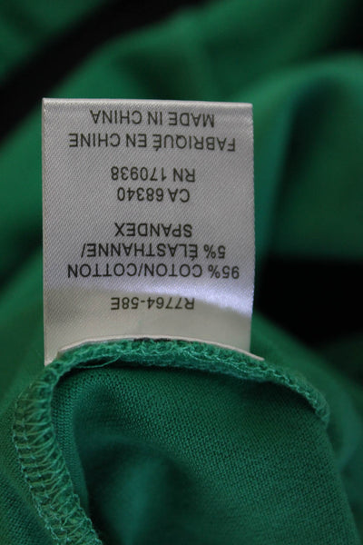 Renuar Womens Cotton Short Sleeve 1/2 Zippered Collared Blouse Green Size XL