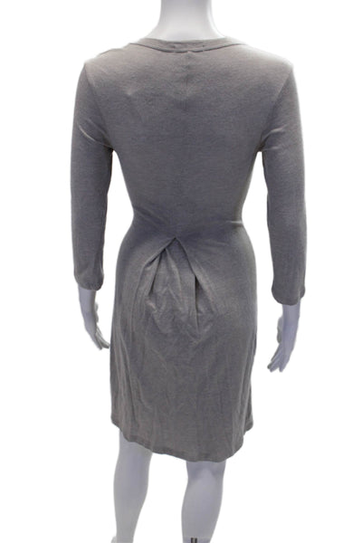 James Perse Womens Long Sleeve Scoop Neck Midi T Shirt Dress Gray Size 2