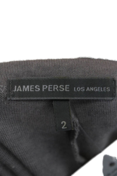 James Perse Womens Long Sleeve Scoop Neck Midi T Shirt Dress Gray Size 2
