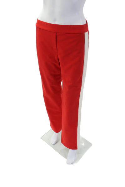 Theory Womens Striped Straight Leg Elastic Waist Skinny Pants Red Size P
