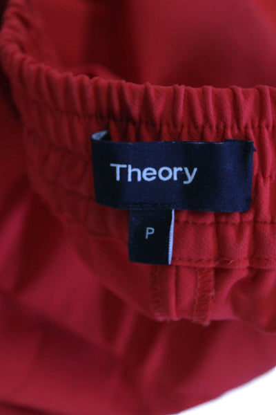 Theory Womens Striped Straight Leg Elastic Waist Skinny Pants Red Size P