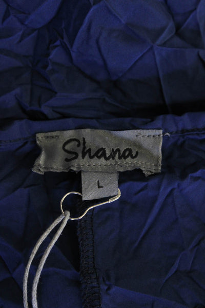 Shana Womens Textured Round Neck 3/4 Sleeve Pullover Blouse Top Blue Size L